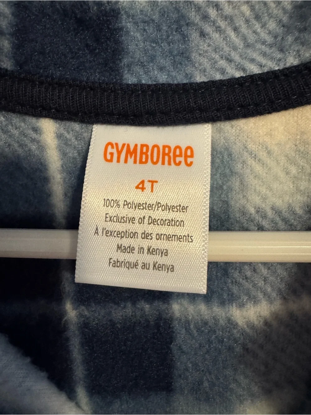 Gymboree Long Sleeve Fleece Half-Zip Pullover, blue & white plaid, 4T